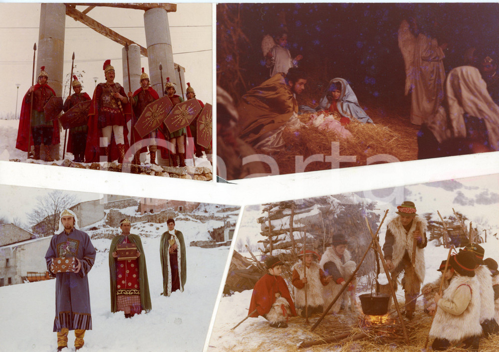 1960 ca RIVISONDOLI (AQ) Presepe vivente - Bozzetto per cartolina 30x21 cm Bozzetto preparatorio per cartolina postale.Collage su cartoncino morbido.  CONDIZIONI: FAIR FORMATO: 30x21 cm    originale e autentica 1