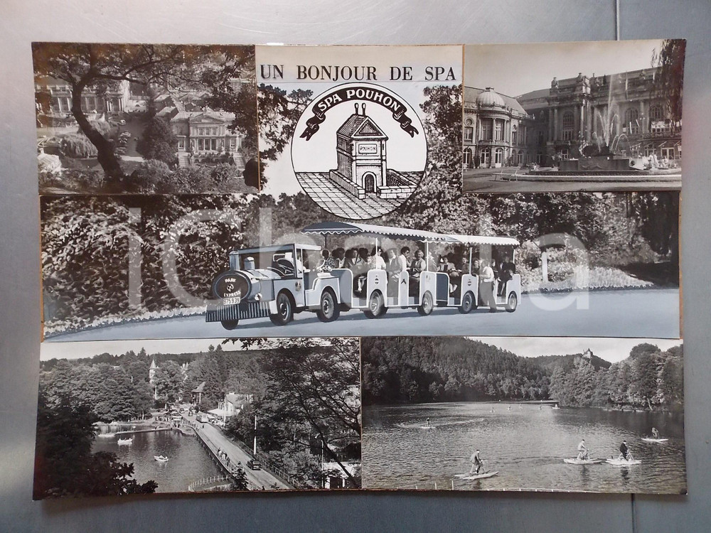 1960 ca SPA (BELGIO) Vedutine con trenino - Bozzetto per cartolina 45x30 cm