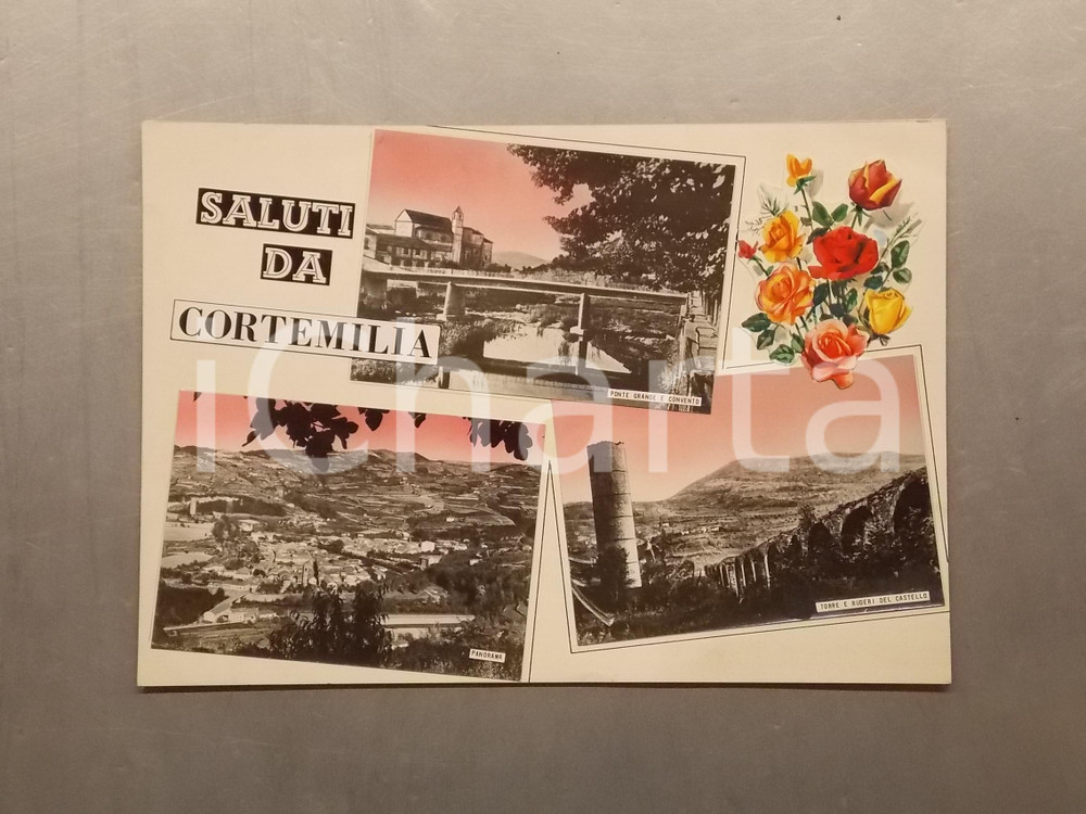 1960 ca CORTEMILIA (CN) Vedute ponte grande e convento *Bozzetto cartolina 32x23