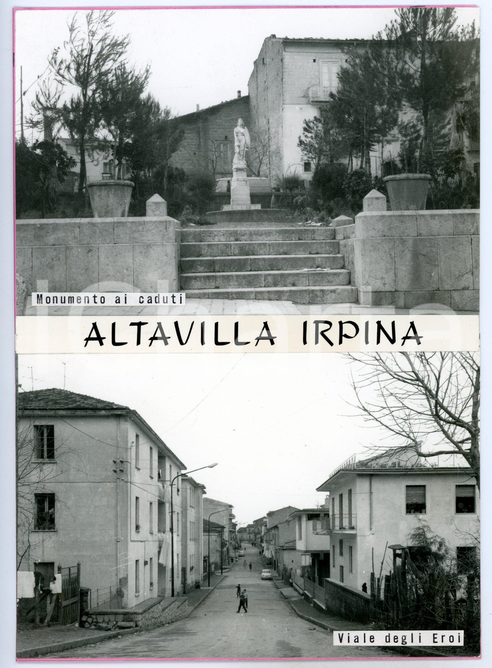 1960 ca ALTAVILLA IRPINA (AV) Vedutine con viale DEGLI EROI  *Bozzetto 15x21 cm