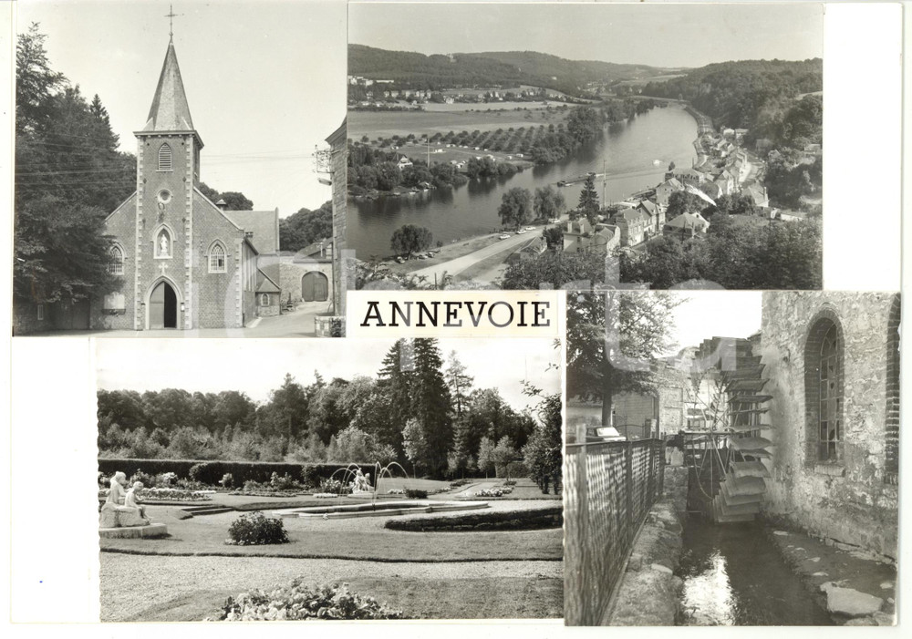 1960 ca ANNEVOIE (BELGIO) Vedutine con i giardini - Bozzetto per cartolina 28x20