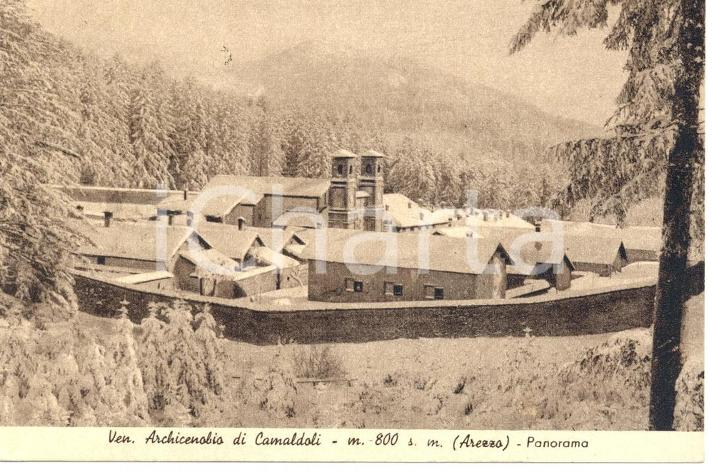 Cartolina originale da collezione 1947 POPPI AR Frazione CAMALDOLI Ven. Archicenobio frati CAMALDOLESI FP VG 1