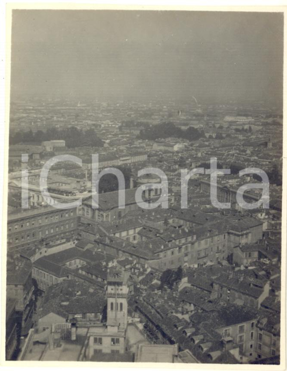 1924 MILANO Veduta aerea con SAN FEDELE e Palazzo BELGIOIOSO - Foto 8x11 cm