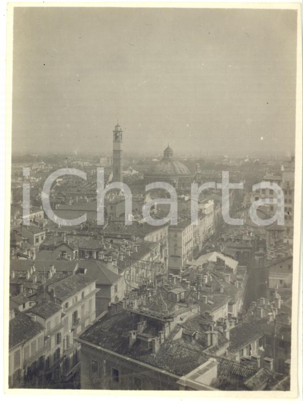 1924 MILANO Veduta aerea con la chiesa di SAN CARLO AL CORSO - Foto 8x11 cm