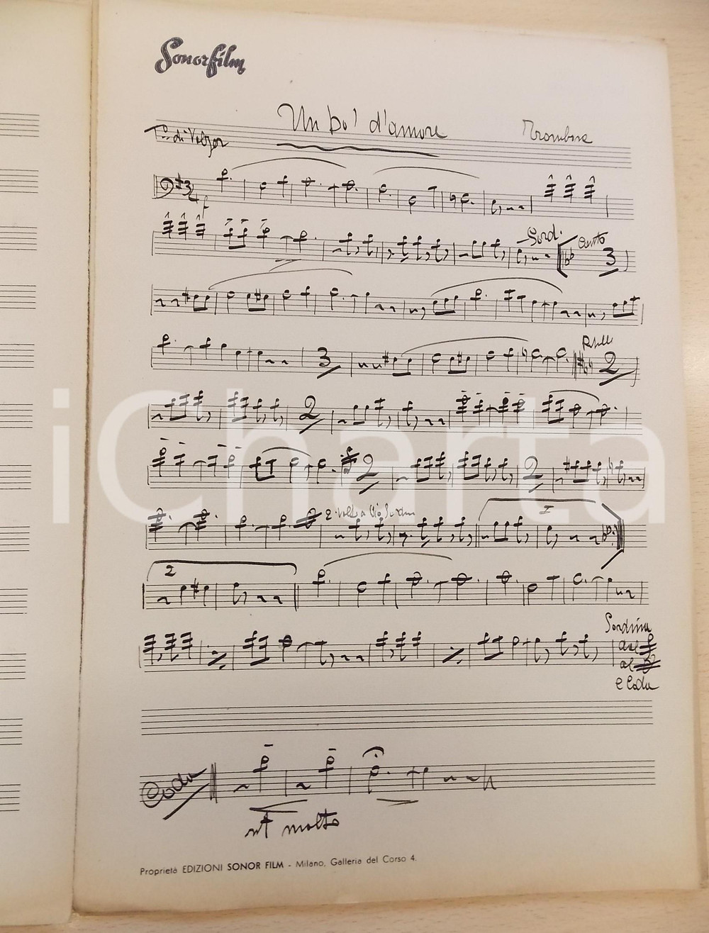 1938 Mario MARIOTTI Un po' d'amore - Spartito manoscritto AUTOGRAFO 18 pp.