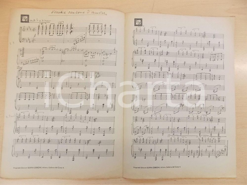Oggetto da collezione cartaceo 1939 Mario MARIOTTI Vecchia canzone d amore  Spartito manoscritto AUTOGRAFO 1