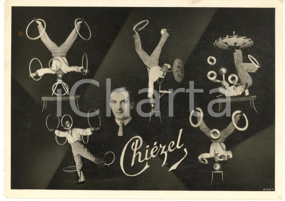 Fotografia d epoca originale 1950 ca FRANCE CIRQUE Acrobata CHIEZEL  Fotomontaggio RARO 18x13 cm 1
