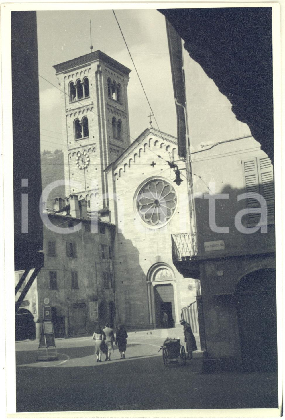 1950 ca COMO Veduta della Basilica di San Fedele da via Odescalchi - Foto 12x18