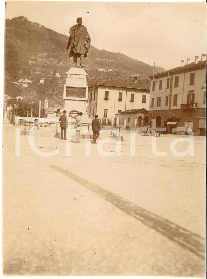Fotografia d epoca originale 1920 ca COMO Piazza Vittoria  Monumento a Garibaldi  Foto ANIMATA 8x11 cm 1