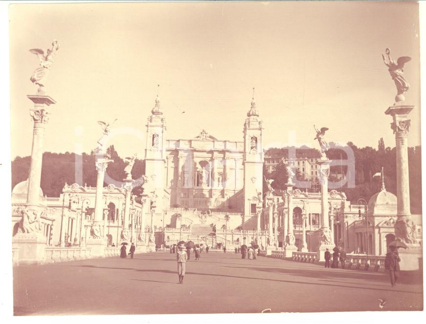 Fotografia d epoca originale 1911 EXPO TORINO Ponte e cascata monumentale  Foto ANIMATA 11x8 cm 1