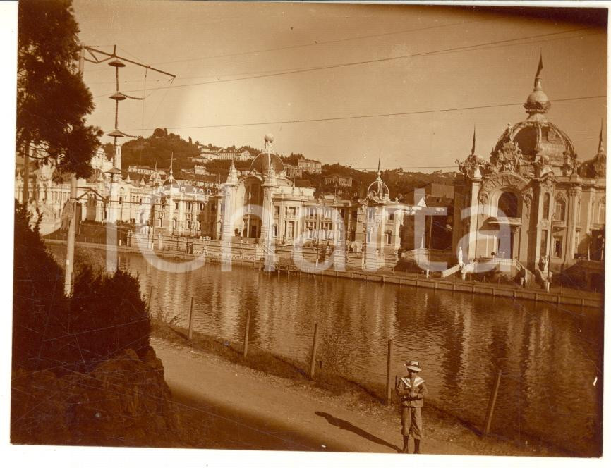 Fotografia d epoca originale 1911 EXPO TORINO Padiglione dell America Latina visto dal Po  Foto ANIMATA 11x8 1