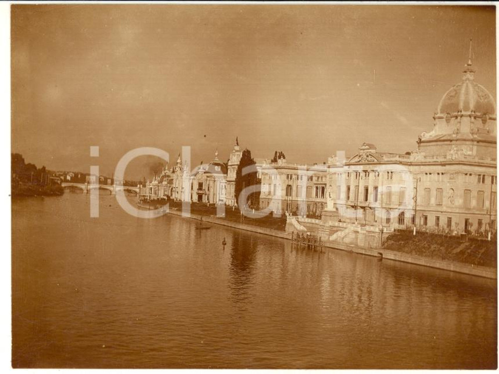 1911 EXPO TORINO Padiglione della Germania lungo il fiume Po - Foto 11x8 cm