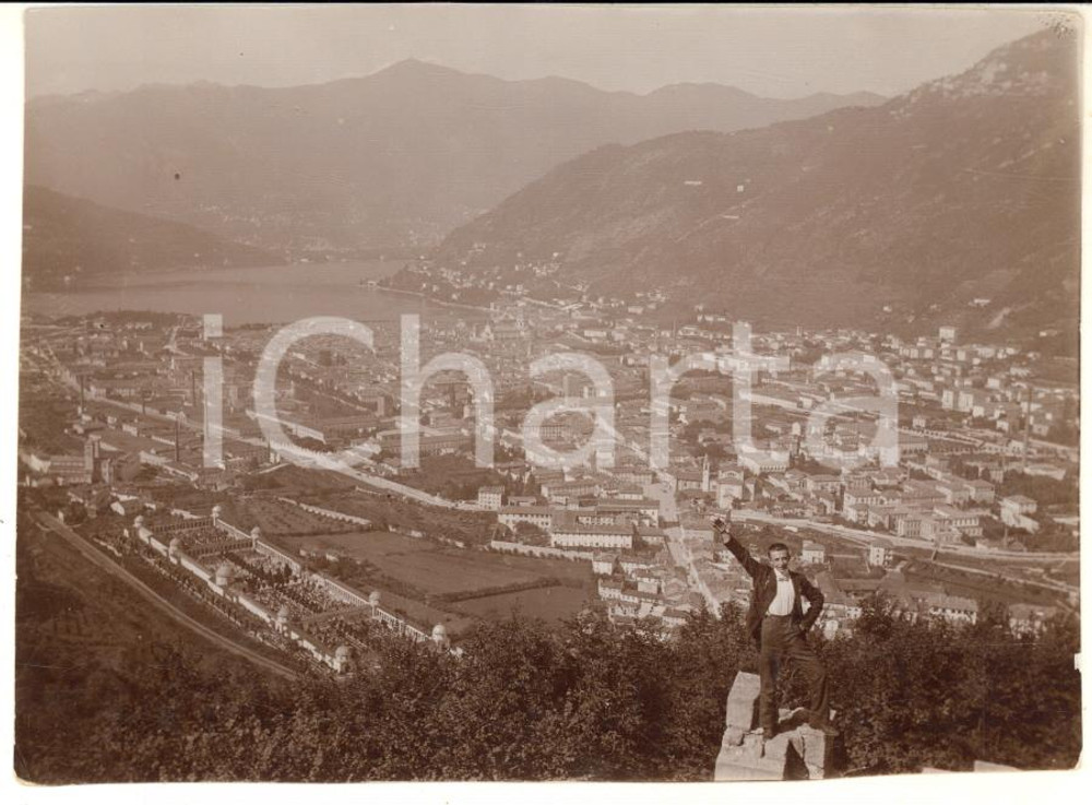 1920 ca COMO Veduta dall'alto del Castel Baradello - Foto ANIMATA 11x8 cm