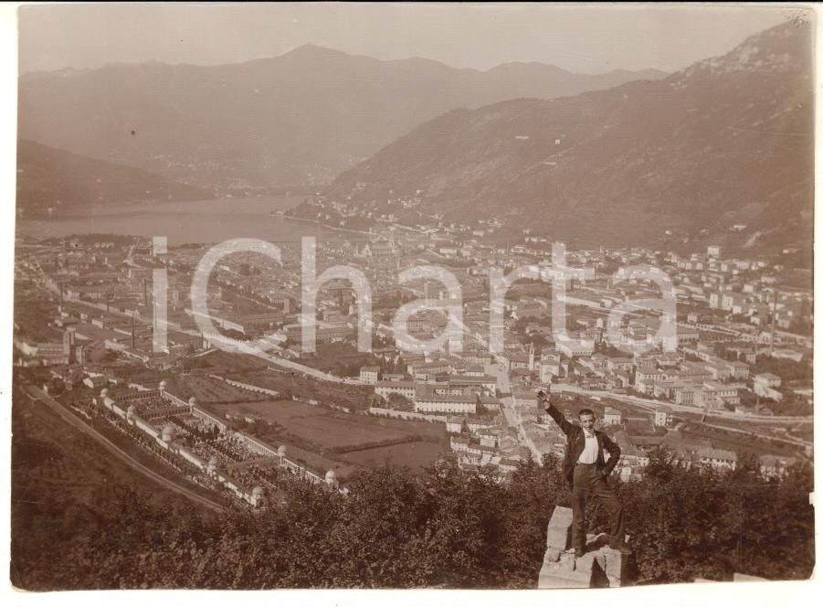 Fotografia d epoca originale 1920 ca COMO Veduta dall alto del Castel Baradello  Foto ANIMATA 11x8 cm 1