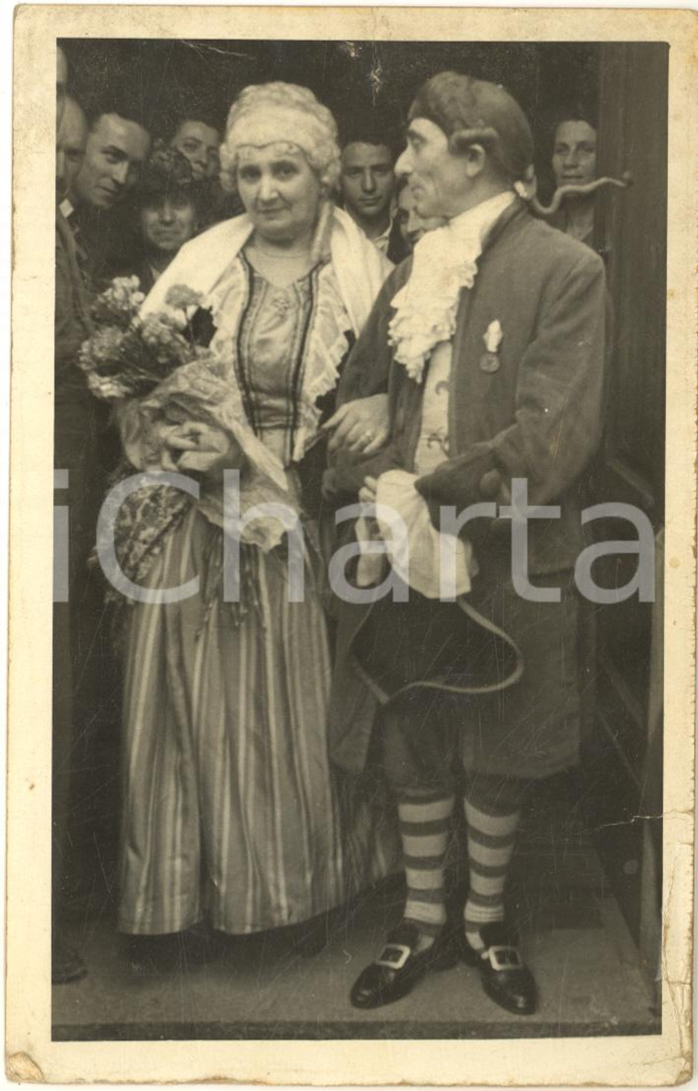 1949 TURATE - CARNEVALE - Coppia di maschere - Foto cartolina VINTAGE