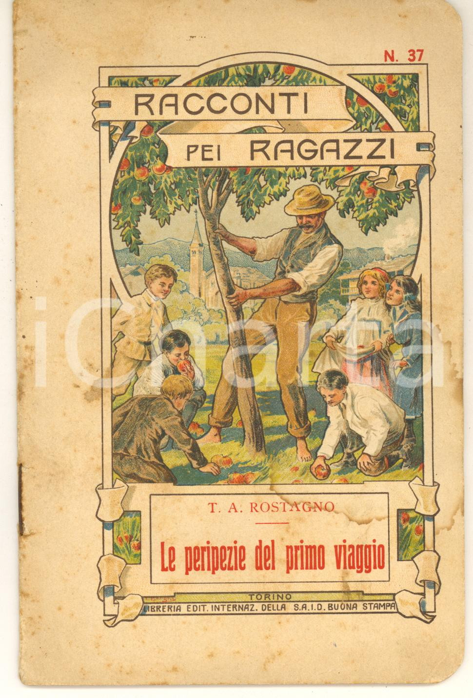 1913 T.A.ROSTAGNO Le peripezie del primo viaggio - Racconti pei ragazzi nÂ° 37 Pubblicazione della collana 'Racconti pei ragazzi'.EDITORE: Torino - Libreria Editrice InternazionaleCONDIZIONI: POOR (buone condizioni interne, ma macchie e piegature in copertina e al frontespizio)PAGINE: 23FORMATO: 12 x 18 cm    originale e autentica 1