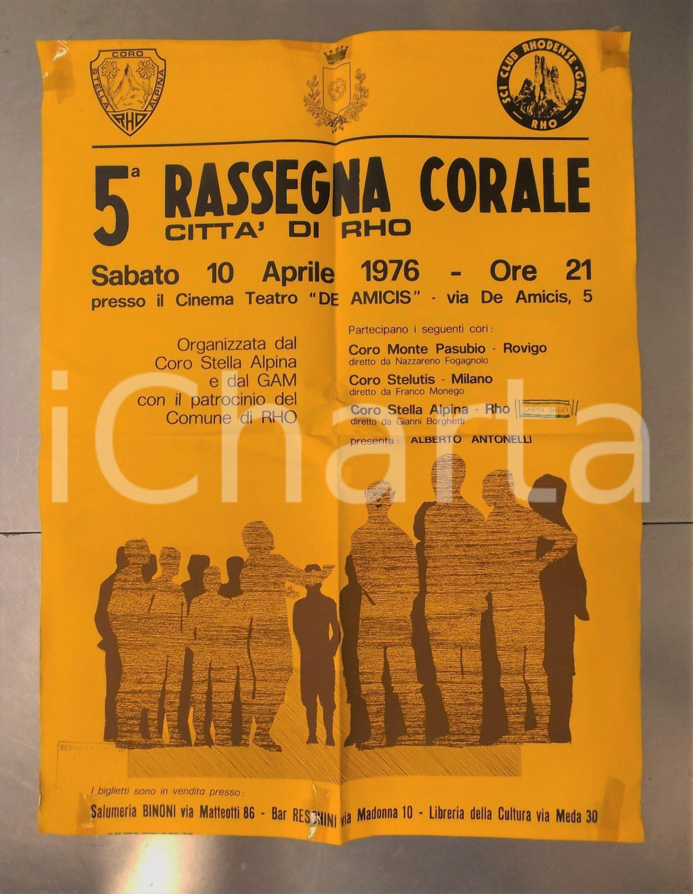 1976 RHO Cinema Teatro DE AMICI - 5^ Rassegna Corale - Manifesto 48x64 cm