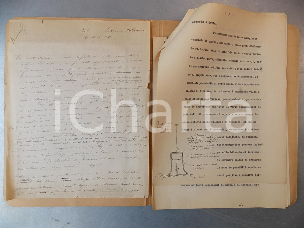 1928 MILANO Ing. Giuseppe VENOSTA - Sull'inerzia dei corpi - Fascicolo AUTOGRAFO