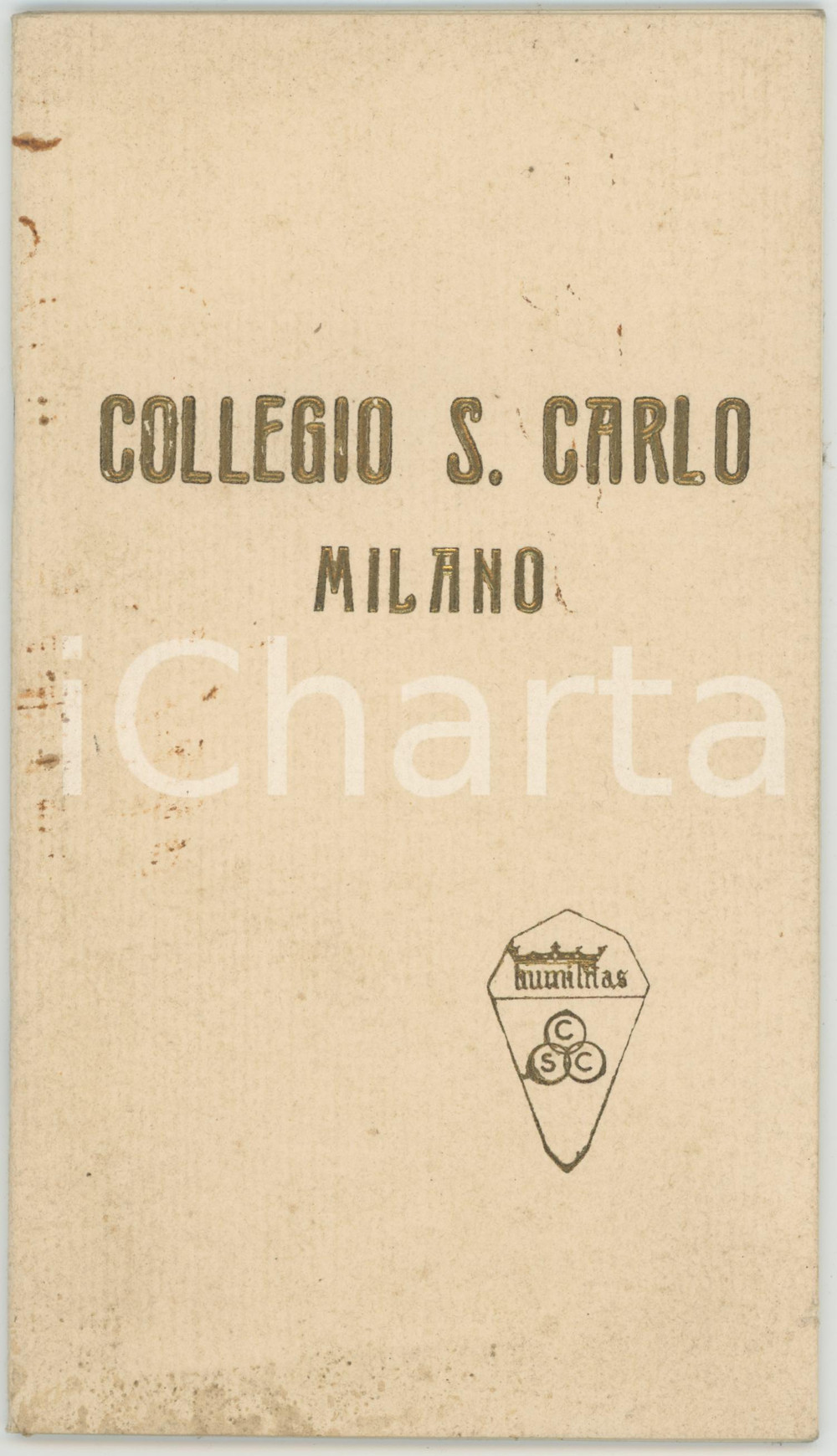 1915 ca MILANO Collegio San Carlo - Libretto ILLUSTRATO 24 pp. Pubblicazione originale d'epoca, illustrata.PAGINE: 24 FAIR/discreto buone condizioni interne, ma macchie in copertina Formato: 12x21 cm originale e autentica 2