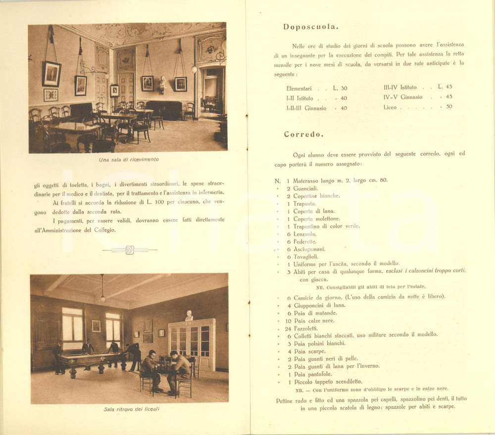 Documento originale, autentico 1915 ca MILANO Collegio San Carlo  Libretto ILLUSTRATO 24 pp. 1