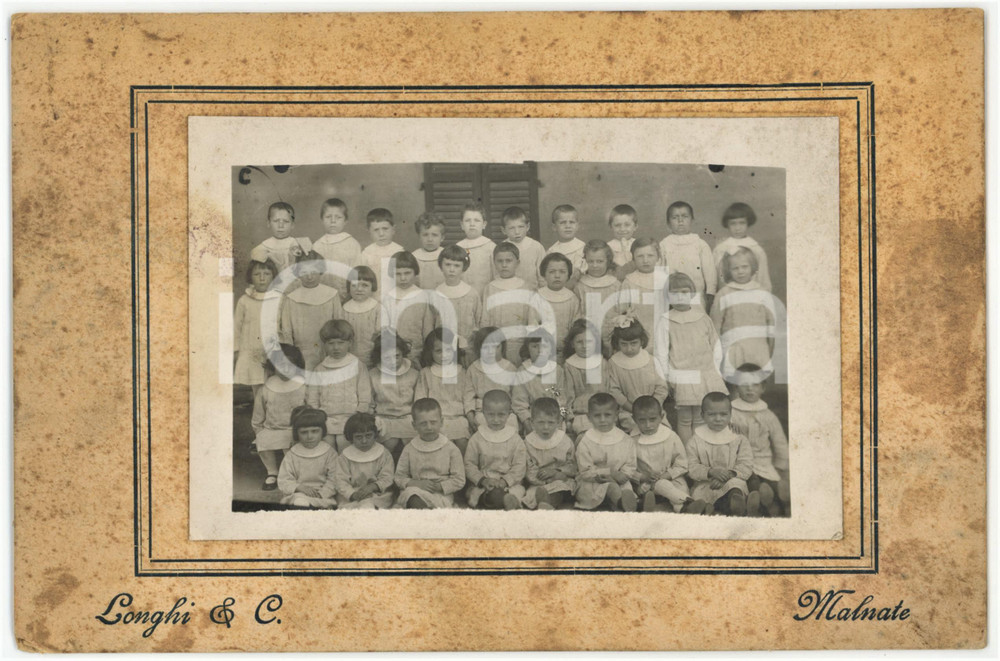 Fotografia d epoca originale 1935 ca MALNATE VA Classe elementare  Foto gruppo LONGHI & C. 21x14 cm 1
