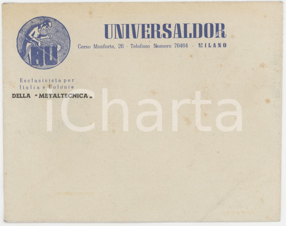 1940 ca MILANO Corso Monforte - UNIVERSALDOR - METALTECNICA - Busta vuota
