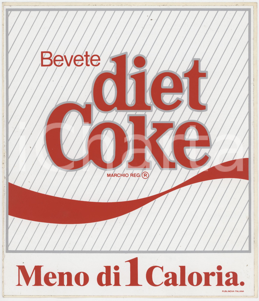 Materiale pubblicitario d’epoca 1990 ca COCACOLA  DIET COKE  Adesivo pubblicitario 20x23 cm 1