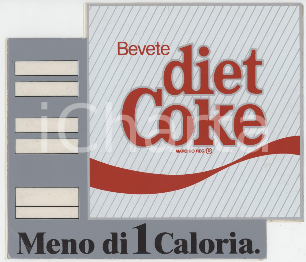 Materiale pubblicitario d’epoca 1990 ca COCACOLA  Bevete DIET COKE  Adesivo pubblicitario 23x20 cm 1