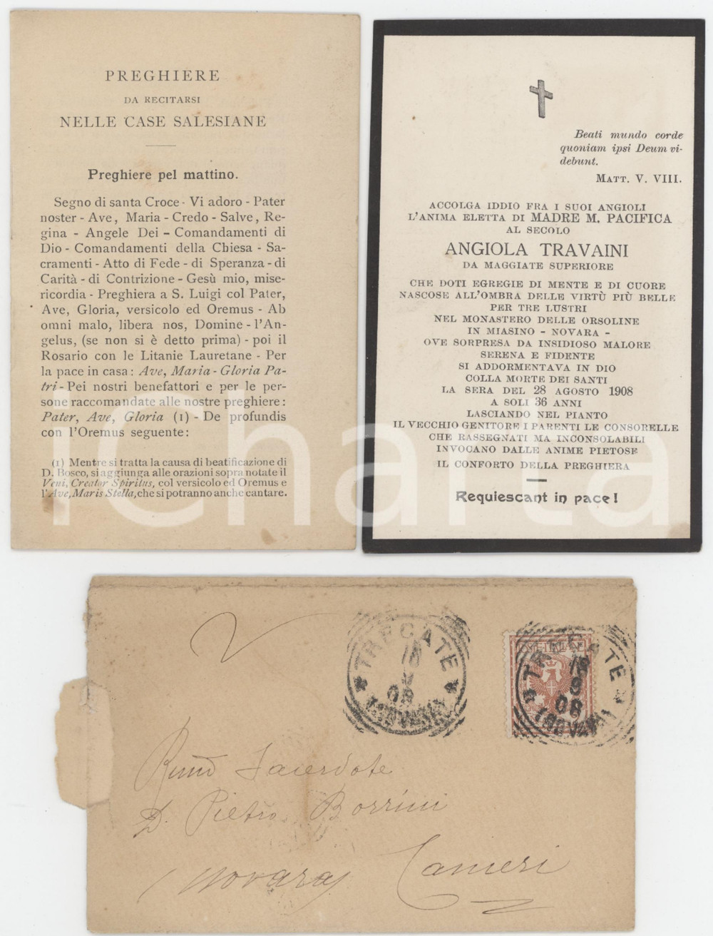 1908 MIASINO Monastero Orsoline - Madre M.PACIFICA - Santino e preghiere