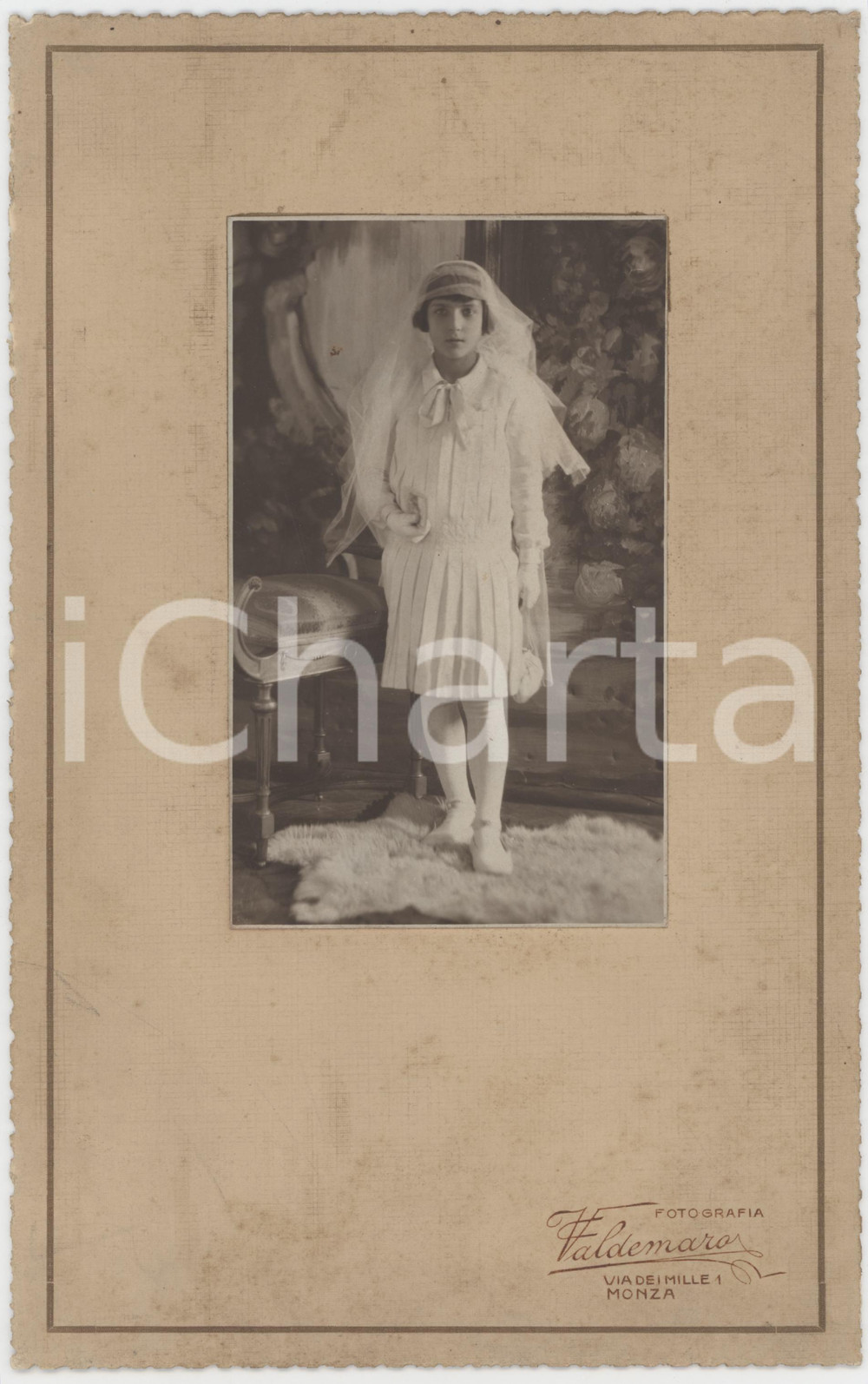 1930 MONZA Bambina alla Prima Comunione - Ritratto *Foto VALDEMARO 16x25 cm