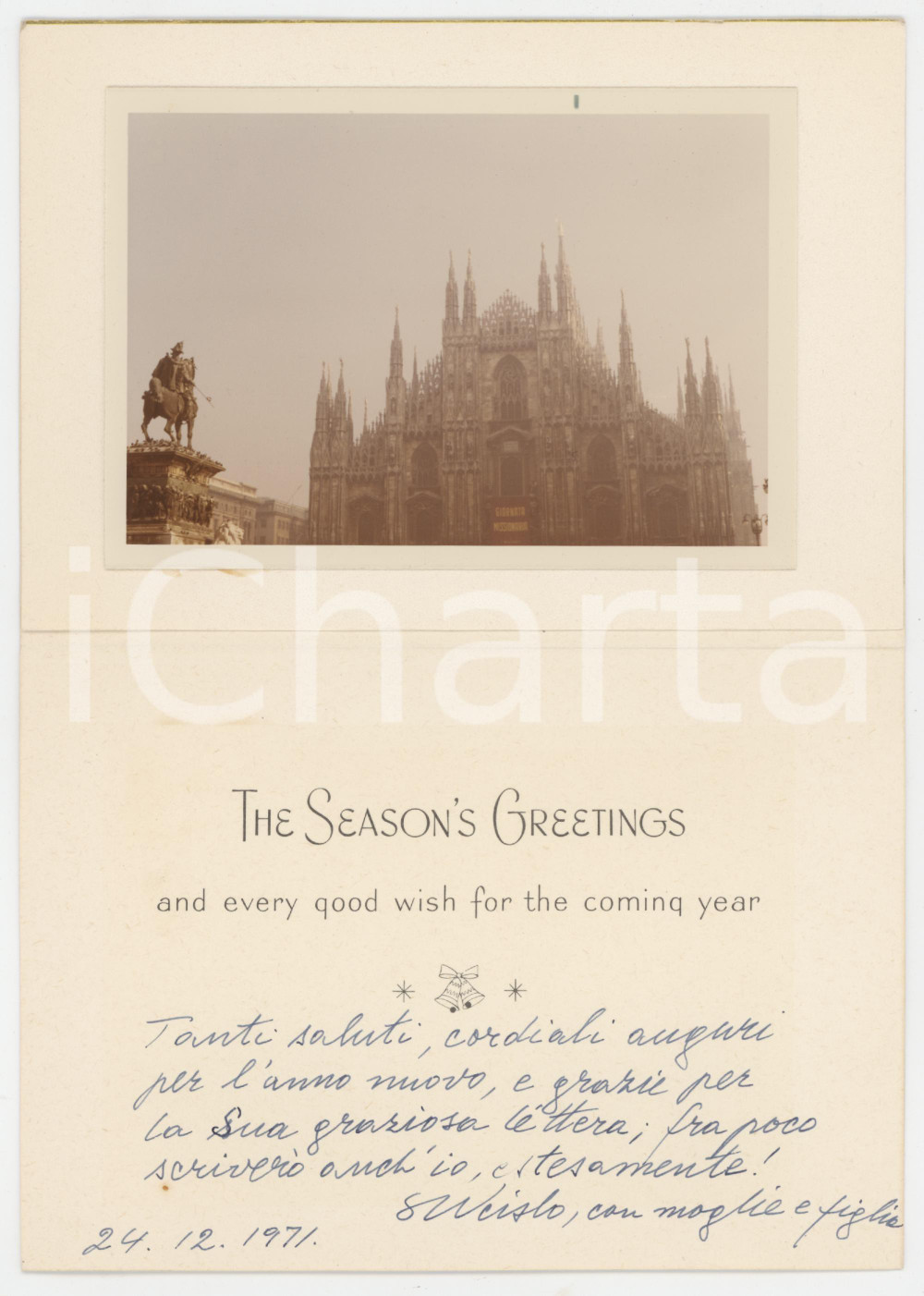 1971 MILANO Duomo - Teatro alla Scala - Biglietto auguri con VERE FOTO