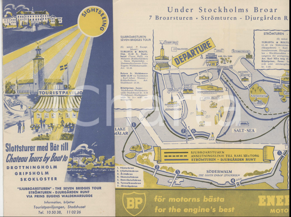 1955 SWEDEN Chateau Tours by Boat to SKOKLOSTER - ILLUSTRATED vintage brochure