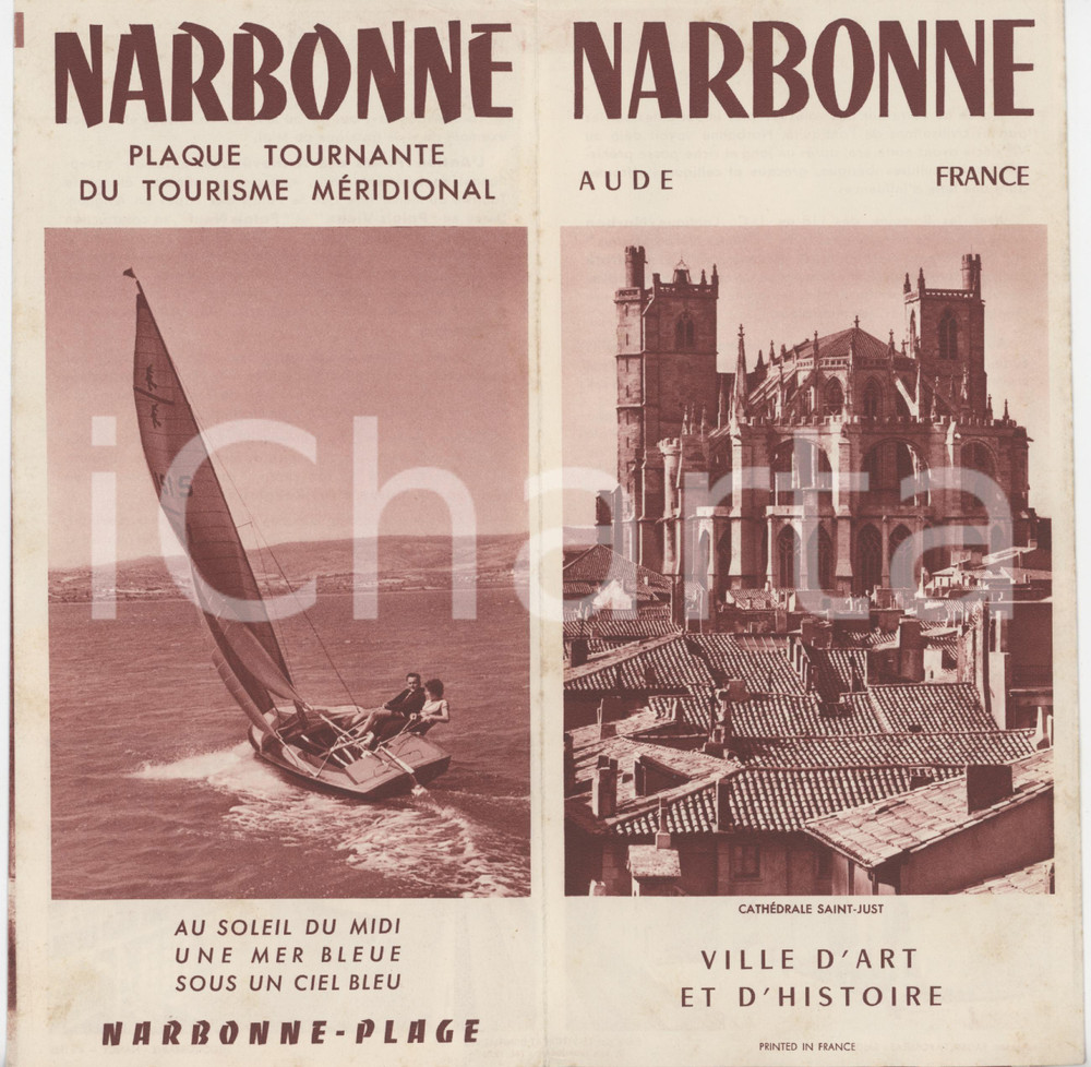 Materiale pubblicitario d’epoca 1959 TURISMO  NARBONNE AUDE, FRANCE Ville d art et d histoire Brochure 1