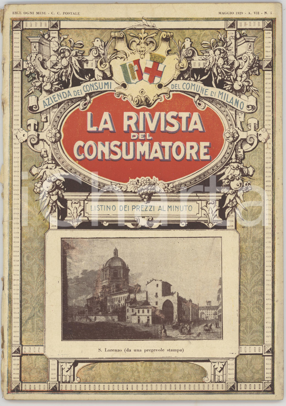 Giornale, rivista storica 1929 COMUNE DI MILANO La rivista del consumatore  Milano che non c é più n°5 1