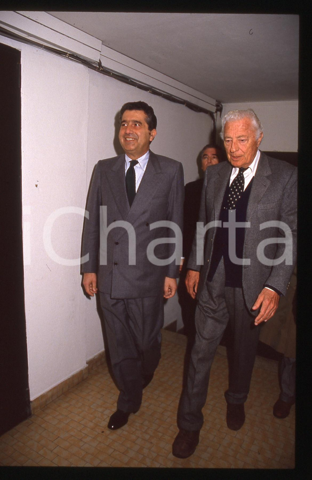 35mm vintage slide* 1995 ca Gianni AGNELLI e Carlo DE BENEDETTI - Ritratto (2)