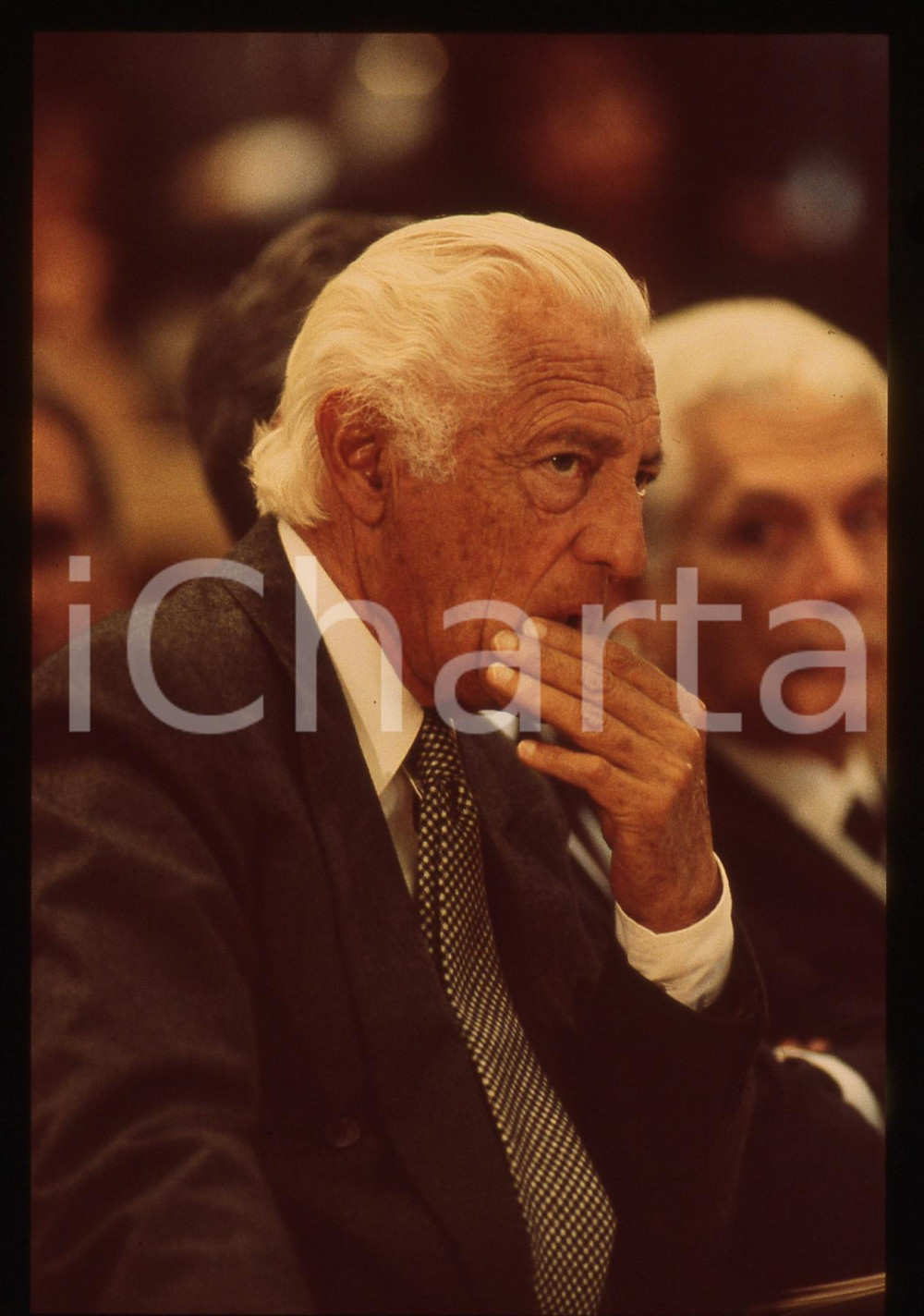 35mm vintage slide* 1995 ca Ritratto di Gianni AGNELLI durante congresso (15)