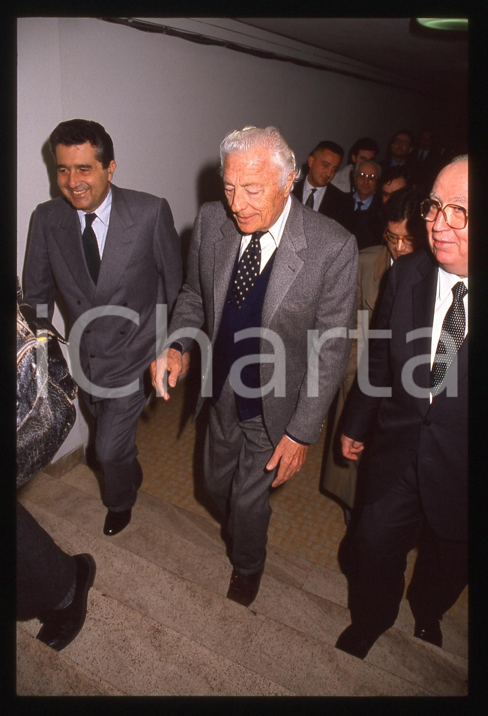 35mm vintage slide* 1995ca Gianni AGNELLI Giovanni SPADOLINI Carlo DE BENEDETTI 