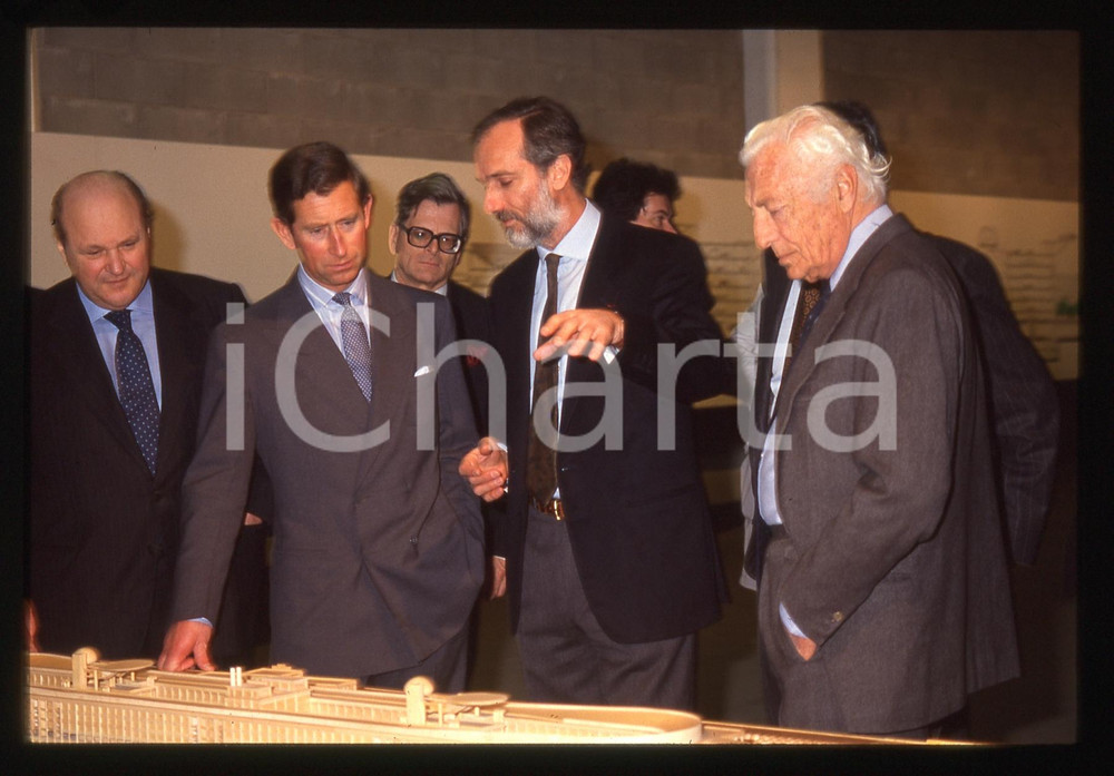 Fotografia d epoca originale 35mm vintage slide 1991 LINGOTTO Gianni AGNELLI Renzo PIANO Carlo d Inghilterra 1