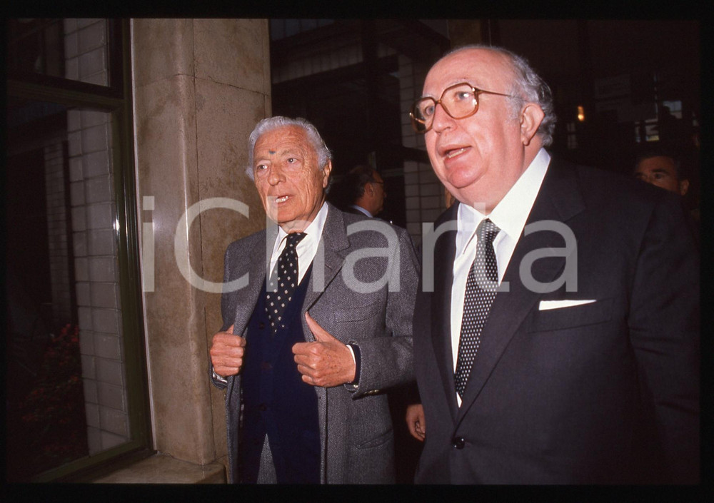 Fotografia d epoca originale 35mm vintage slide 1990ca Gianni AGNELLI con Giovanni SPADOLINI 1