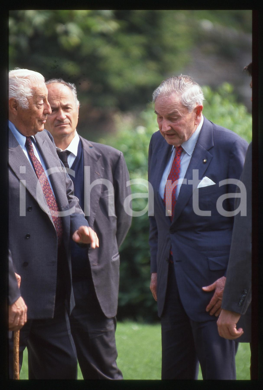 Fotografia d epoca originale 35mm vintage slide 1995 BILDERBERG Gianni AGNELLI con David ROCKEFELLER 4 1