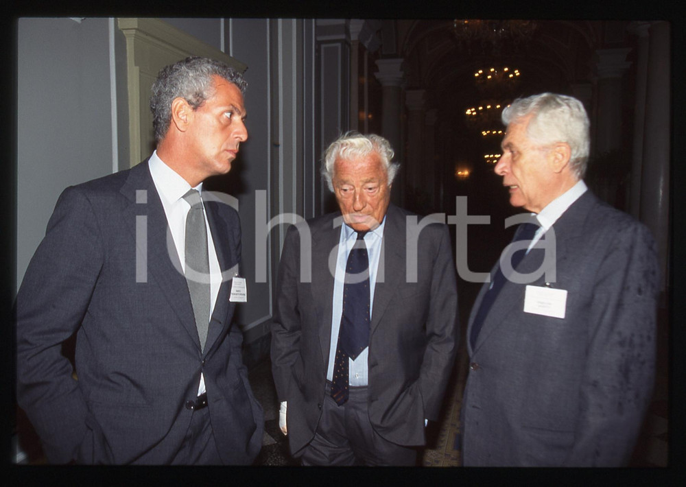35mm vintage slide* 1995ca Gianni AGNELLI con Marco TRONCHETTI PROVERA (1)