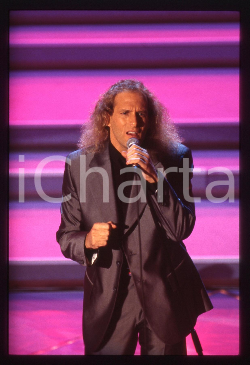 35mm vintage slide* 1996 - FESTIVAL DI SANREMO -  Michael BOLTON sul palco (2)