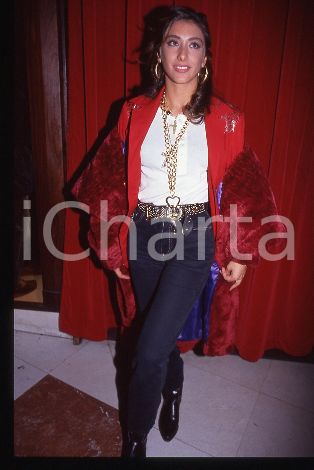 Fotografia d epoca originale 35mm vintage slide 1990ca ritratto di Sabrina SALERNO 96 1