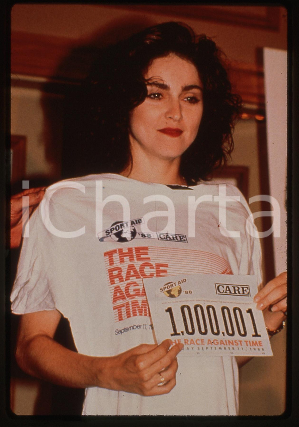 Fotografia d'epoca originale 35mm vintage slide* 1988 NEW YORK MARATONA SPORT AID 88 MADONNA testimonial (2) 1