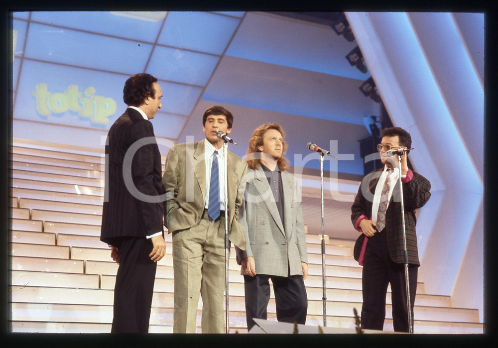 Fotografia d epoca originale 35mm vintage slide 1987 FESTIVAL DI SANREMO Gianni MORANDI Enrico RUGGERI 1 1