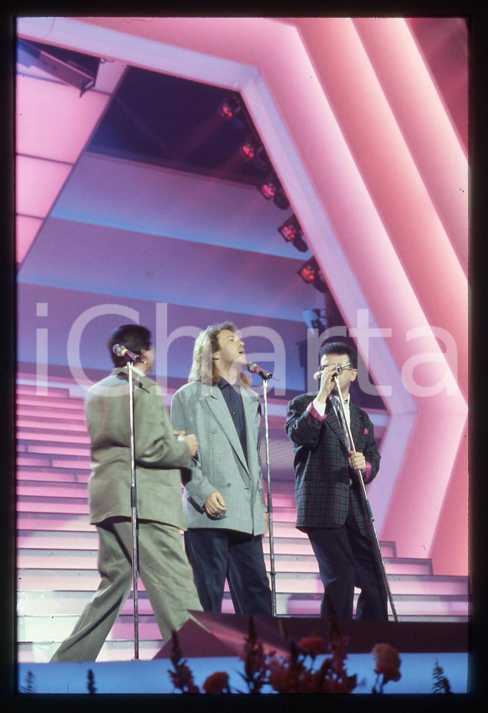 Fotografia d epoca originale 35mm vintage slide 1987 FESTIVAL DI SANREMO Gianni MORANDI Enrico RUGGERI 2 1
