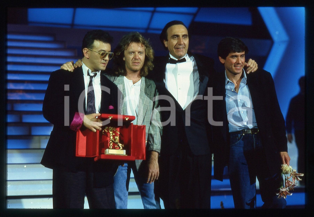 Fotografia d epoca originale 35mm vintage slide 1987 FESTIVAL DI SANREMO Gianni MORANDI Enrico RUGGERI 12 1