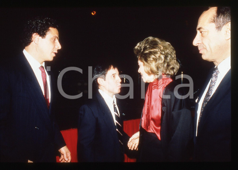 35mm vintage slide* 1990ca MUSICA Paul SIMON con Mario CUOMO (1)