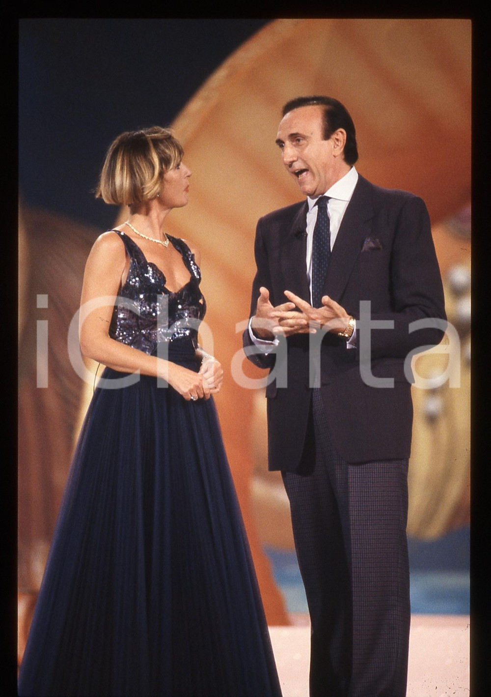 Fotografia d epoca originale 35mm vintage slide 1989 RIVA DEL GARDA VELA D ORO Loretta GOGGI  Pippo BAUDO 1 1