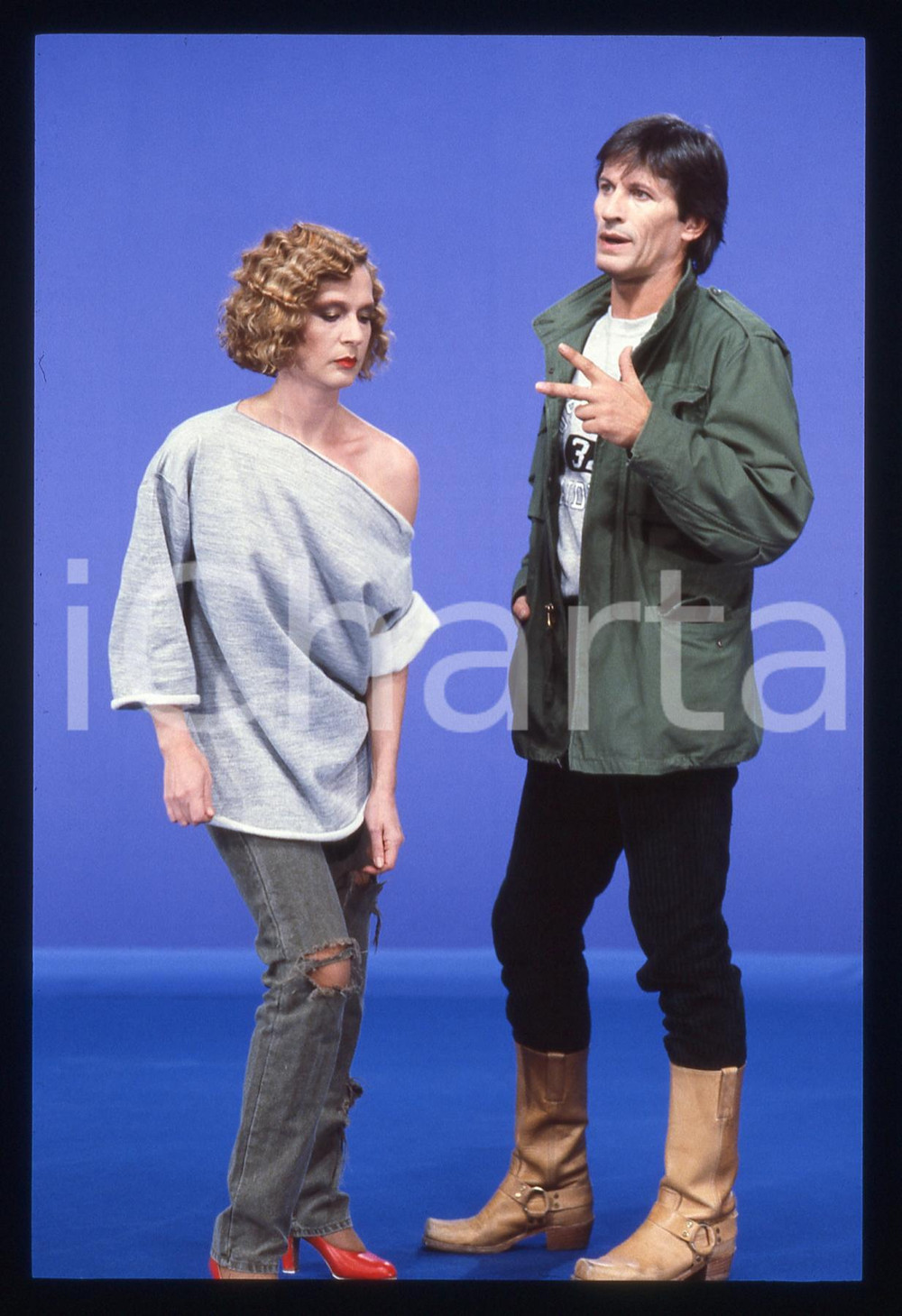 35mm vintage slide* 1985ca SPETTACOLO Loretta GOGGI con Gianni BREZZA (1)